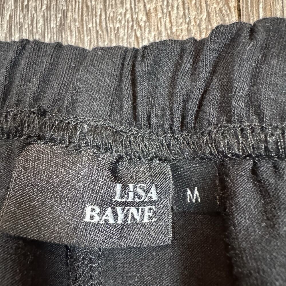 Lisa Bayne Black Bamboo Cotton Blend Cropped Harem Pants Medium Made in USA - Picture 9 of 13
